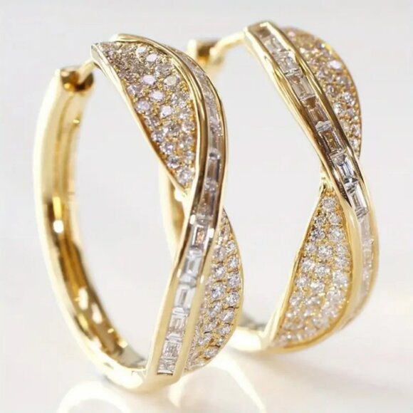 14K Gold Womens 2ct Diamond Small Hoop Earrings Ladies NEW 14 K Silver Jewelry - Picture 6 of 6